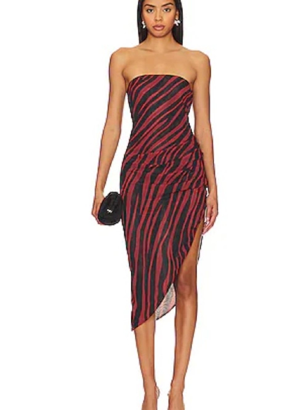 Amanda Uprichard Abstract Zebra Stripe Maxi Dress Black Red Size M